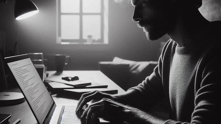 Man in front of a laptop